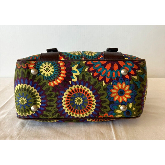 Audrey Brooke Satchel Purse Leather HandBag Colorful Floral Mandala Print - Picture 8 of 8